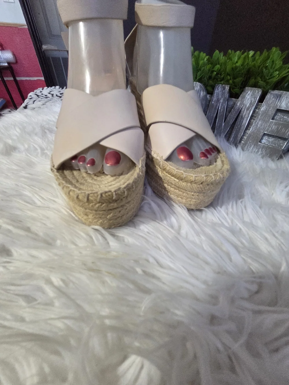 Tory Burch Selby Tan Leather Espadrille Ankle-Strap Wedge Sandals. Size 10